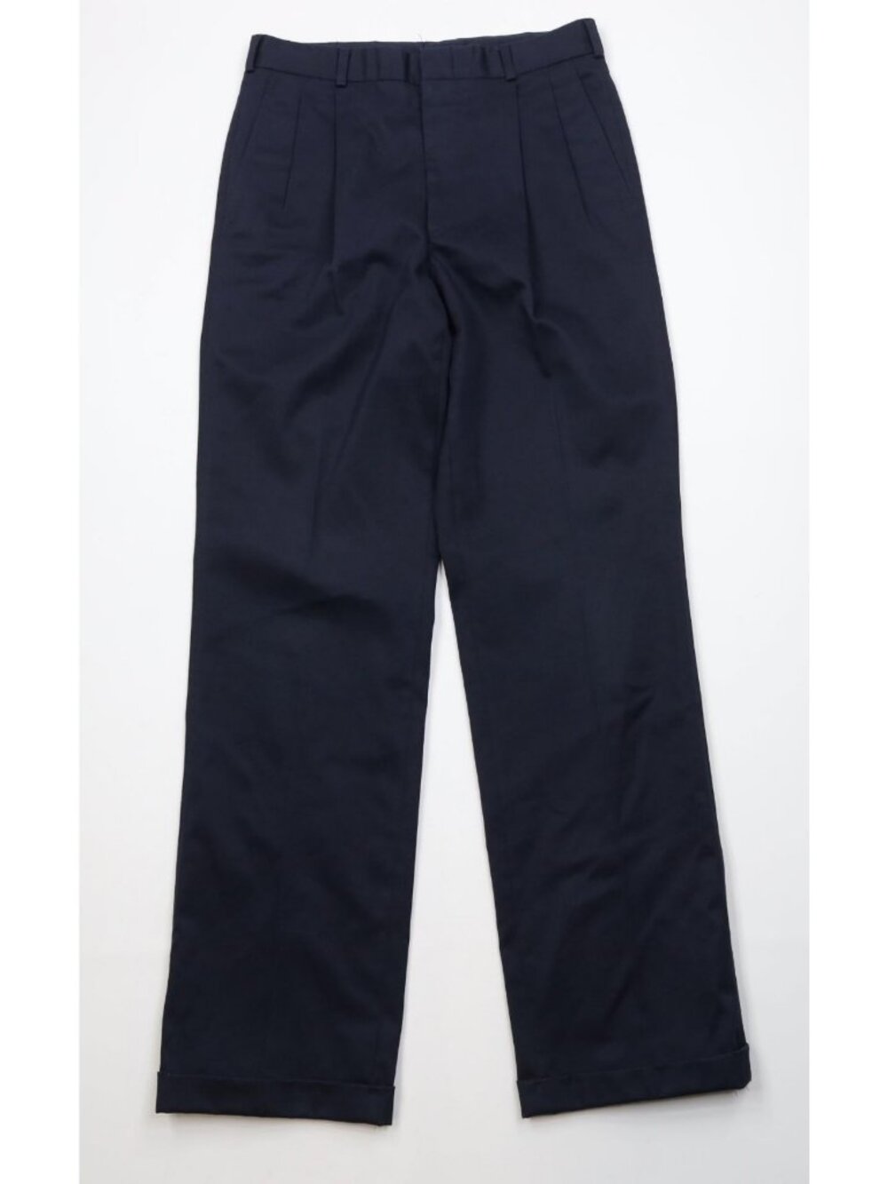 Vintage 90s Lands End Mens 31x32 Faded Pleated Cuffed Wide Leg Chino Pants Blue